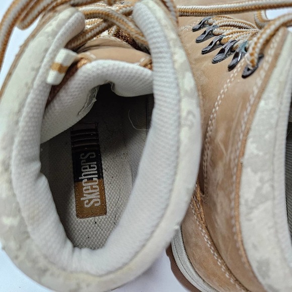 Y2K Skechers Lug Sole Work Boots Women's 9 Tan Natural Chunky 90s Shoes - Picture 9 of 12